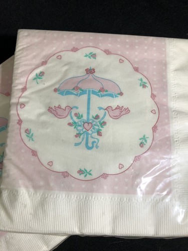 Vintage Parasol Umbrella Napkins 2 Packs Shower New Old Stock 16 Count CA Reed