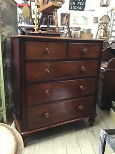 Antique Vintage Cedar Solid Timber Chest Of Drawers Tallboy
