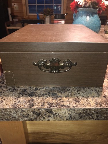 Vtg Empty Wood Silverware Storage Box Case Chest *Bright Red*Inside With  Drawer