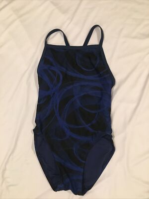 Women's Adoretex Swimsuit Blue Graphic Size 30 One Piece Racerback Swim Suit