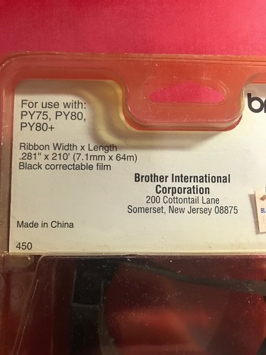 New Pack Brother #2030  Black Correctable Film Ribbon For PY 75, PY80, & PY80+