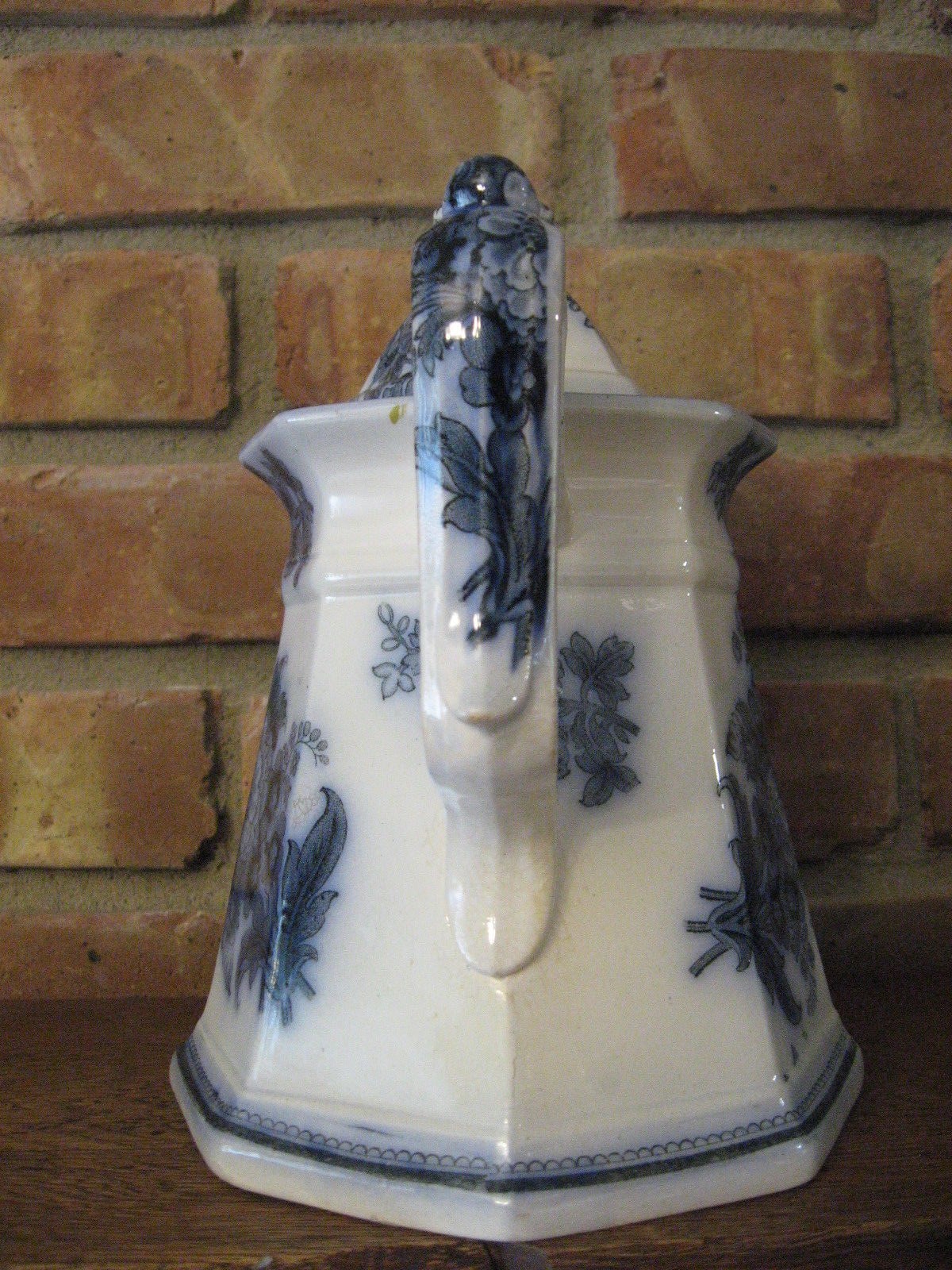 Antique W. Adams & Sons, Berlin Groups Polygon Shaped Mulberry Transfer Ware Tea