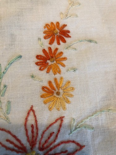 VTG French Knot & Hand Embroidered Crocheted Edge Table Runners  ~ Lot Of 3 BOHO