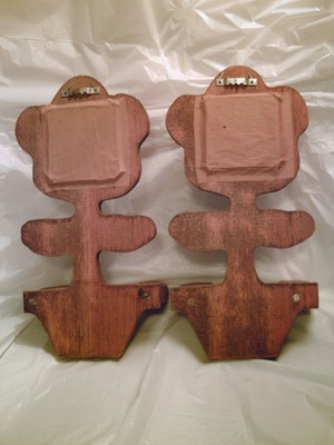Set Of 2 Wooden Flower Shaped Planter Holder 12