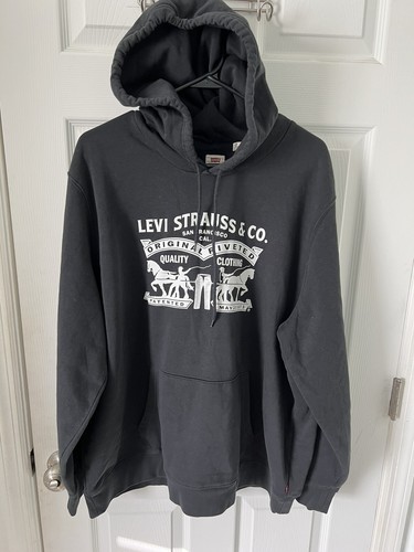 Levi Strauss & Co Hoodie Sweater Black Logo Two Horse Pull