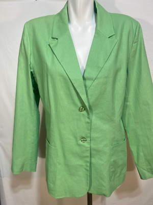 Chadwick's Women Lt Green Linen Blazer 14 XL New NWOT