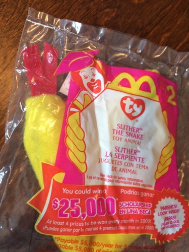 McDonalds 2000 VINTAGE Teenie Beanie Baby SLITHER The SNAKE #2 Happy Meal  New