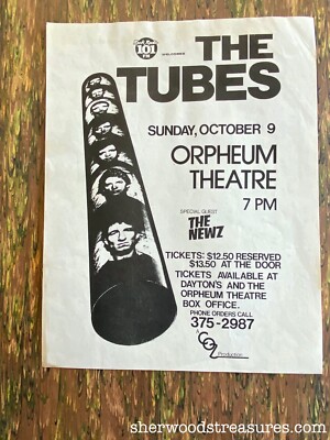 THE TUBES JON HENDRICKS ORPHEUM THEATER HANDBILL ORIGINAL  8 1/2'' X 11''