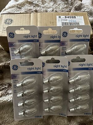 GE - 24 CLEAR NIGHT LIGHT BULBS- 6 Separate Packs with 4 Bulbs (4W) in each Pack