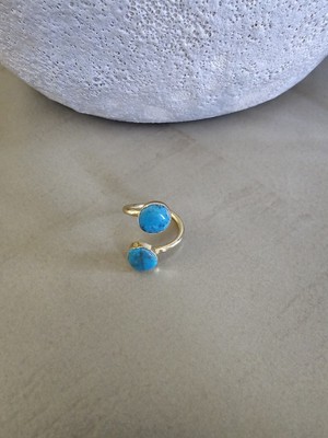 turquoise ring Double Stone Ring Adjustable Ring Ring Stack Gemstone Ring Gold