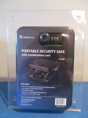 NEW FORTRESS 11C10BJ PORTABLE SECURITY SAFE COMBINATION LOCK BOX TRAVEL BLACK