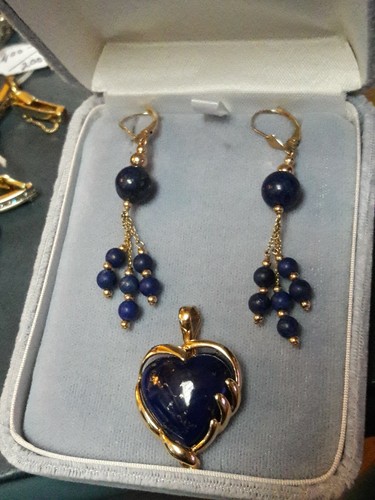 Lapis lazuli Pendant Enhancer  And Earrings
