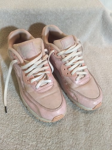 Nike Girls Air Max 90 Pink Shoes (880305-600), Size: 6Y Used