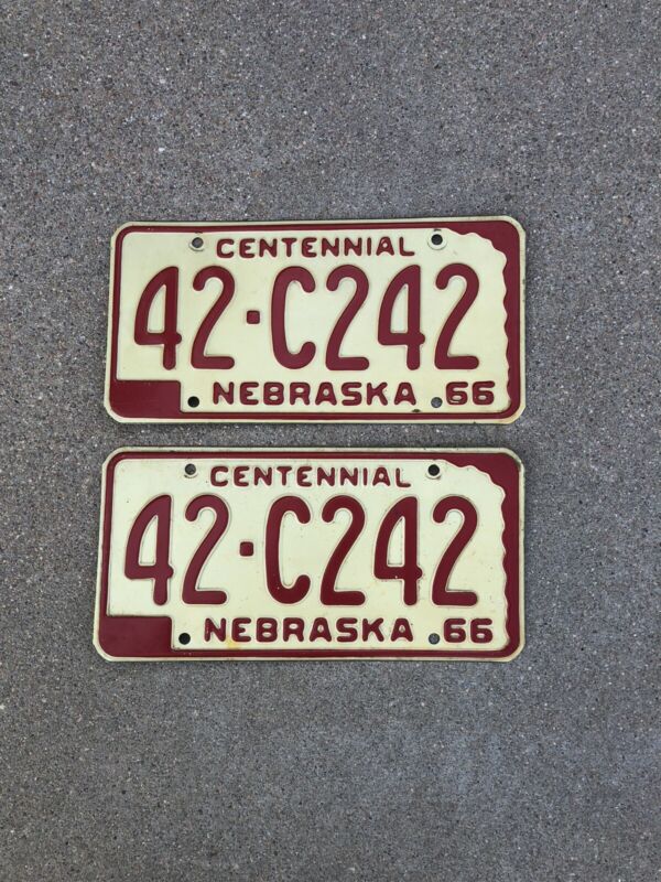 1966 Nebraska passenger license plates 