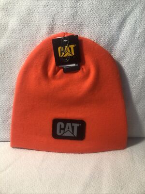 Cat Caterpillar Hi-Vis Orange Knit Beanie Hat