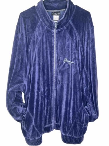 SEAN JOHN Vintage Track Jacket, Men's XXL, Blue Velour Full SEAN JOHN Vintage Track Jacket, Men's XXL, Blue Velour Full