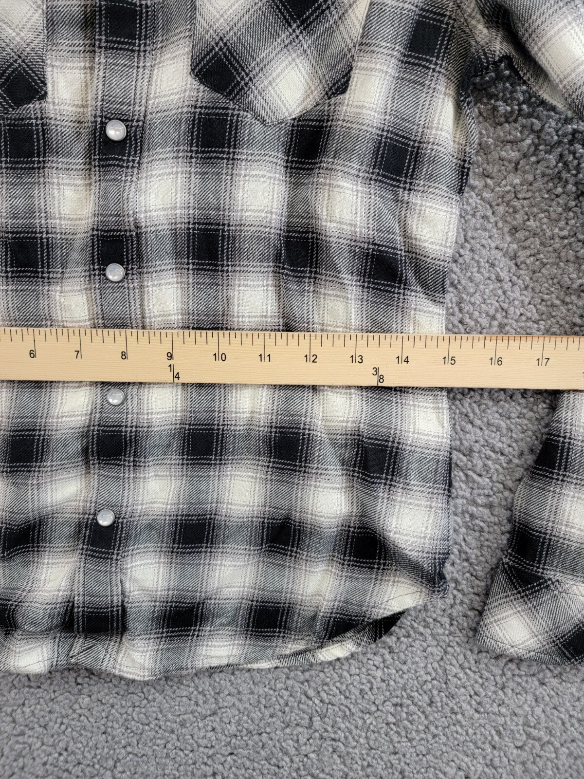 Polo Ralph Lauren Plaid Flannel Western Button Shirt Big Girls 10 Cream/Black - Picture 8 of 20