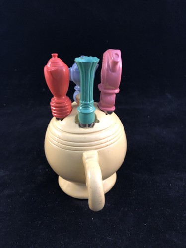 Adorable Fiesta Accessory Hostess Canape Set - Teapot Base and 4 Spreaders CUTE!