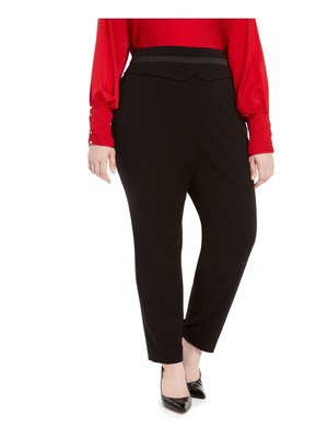 

CALVIN KLEIN Womens Black High Waist Wear To Work Straight Pants Plus, Черный, X99PX23A