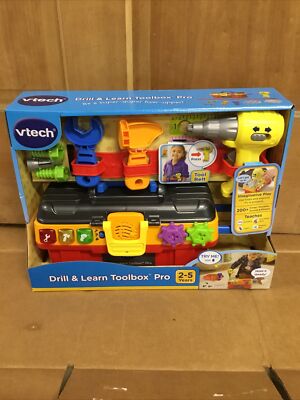 VTECH Toolbox Drill And Learn Toys Electronic Drill Tools Music Lights Up NIB