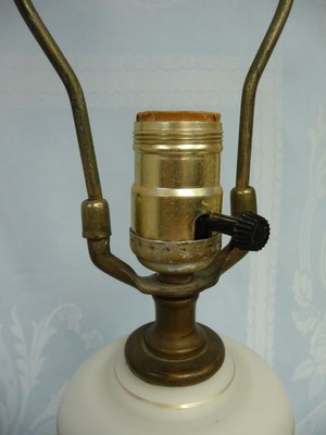 tall vintage czech bohemian moser gilt lamp w/basket design on