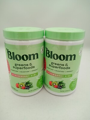 (2) BLOOM NUTRITION Greens and Superfoods Powder Strawberry Kiwi 25 Serv each