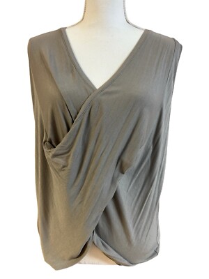 Active Life Women´s Tank Top Blouse Size LG Gray Athletic, Draped Front