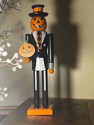 HALLOWEEN PUMPKIN MAN NUTCRACKER~12'' Wooden Decoration~New*