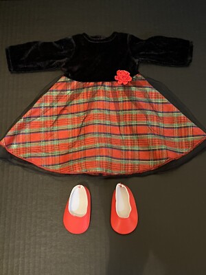 18  Doll Holiday Christmas Dress & Shoes Fits American Girl
