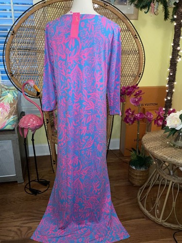 Pre-owned Lilly Pulitzer Morgann Maxi Aura Pink Leaf An Impression Size Xl In Multicolor