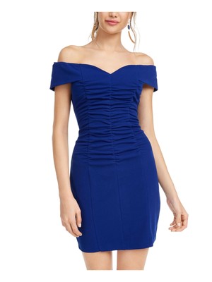 EMERALD SUNDAE Womens Blue Sleeveless Short Evening Body Con Dress S