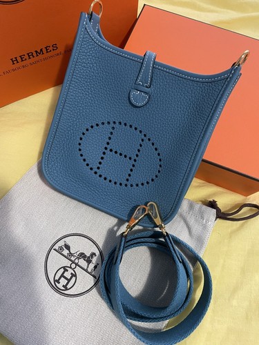 Hermès Evelyne Amazone(Blue Jean)Clemence Mini TPM 16 Gold