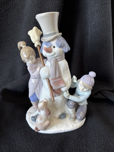 リヤドロ 5713雪だるま Lladro Snowman Porcelain Figurine #5713 Winter Holiday