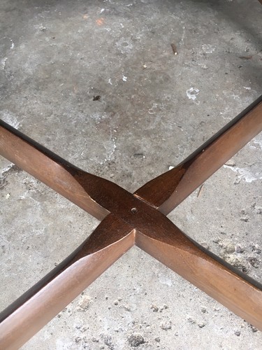 Mid Century Modern Walnut & Glass Side Tables By Lane