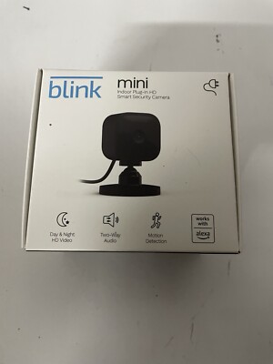 Camera Blink Mini Security Indoor Plug-In Smart HD 1080p Black Motion Pan-Tilt