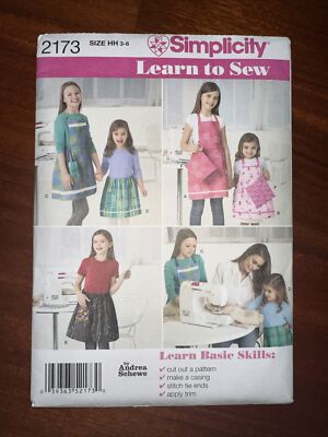 New Simplicity Learn To Sew, 2173 Girls Apron Patterns 3-6