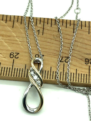 Jared Karizia Spa KA 1772 925 10kt Gold Italy Diamond Infinity Pendant Necklace