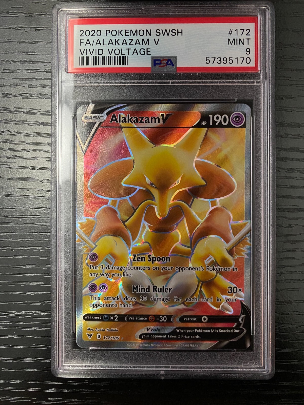 ALA - たま 2020 Pokemon SWSH FA Alakazam V Vivid Voltage 172 PSA-Graded