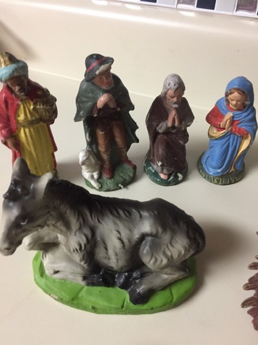 18 Pieces Vintage WEST GERMANY Paper Mache CHRISTMAS NATIVITY SET