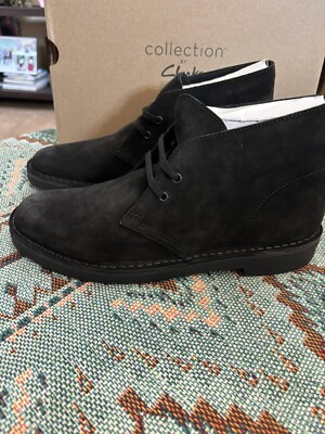 Clarks Bushacre 2 260-82288 Men's Black Suede Ankle Desert Chukka Boots CLK5