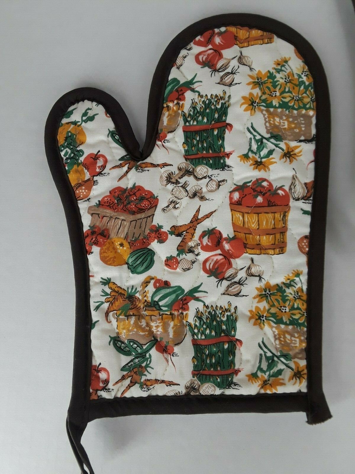 Vintage Sears Fruit Vegetable Flowers Oven Mitts Potholder Kitchen Linens