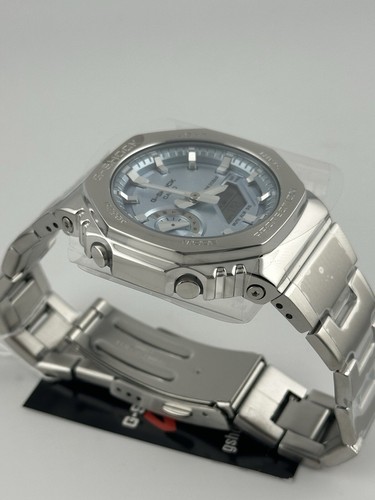 Pre-owned Casio G-shock Gm-2110d-2a Quartz Stainless Steel Blue Dial Watch In Box