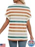 WIHOLL Summer Tops for Women Clothing 2025 Spring Break Essential Dressy Casual V Neck Easter Shirts Outfits Cute Orange Stripes L