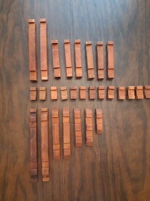 Lincoln Logs Square Style Mixed Length Dark Reddish Brown Wood Type Lot of 28