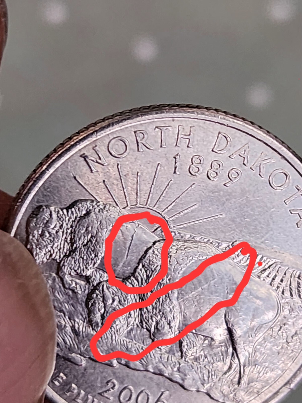 2006 North Dakota State Quarter Speared Bison Error Die
