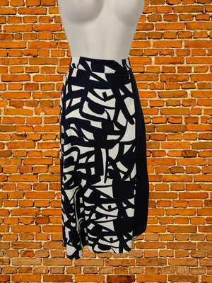 BNWT WOMENS CLEMENTS RIBEIRO NAVY CREAM PATTERNED MIDI SKIRT SIZE UK 10 SMALL