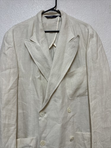 POLO RALPH LAUREN  Men&rsquo;s Cream blazer jacket sport suit coat 100% LINEN Sz L