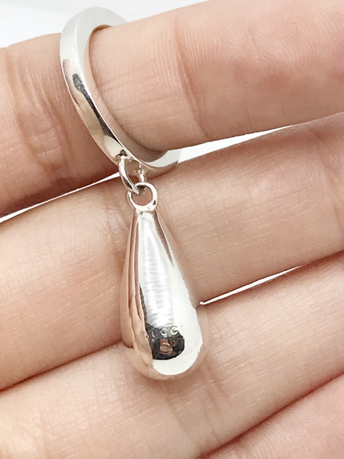 Gucci Sterling Silver Teardrop Charm Ring Size 5.5 | eBay