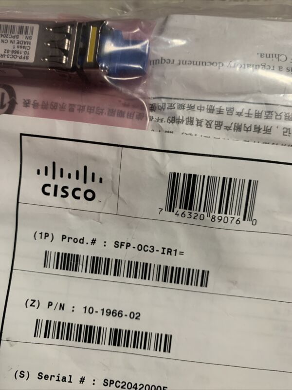 Genuine Cisco Sfp-oc3-ir1 - Oc3/stm1 Sfp -  10-1966-02 New Sealed