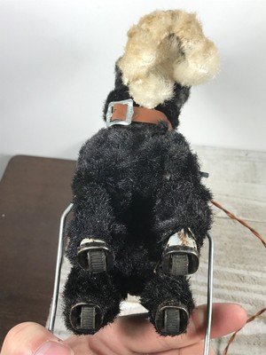 Vintage Battery Opperated Tin Litho Scottie Dog Toy w/ Cart parts repair